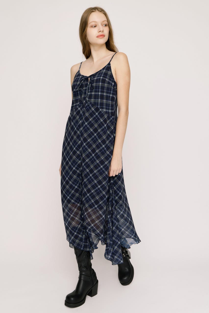 【SNSで話題！】HANDKERCHIEF HEM CAMI ドレス M/NVY FREE