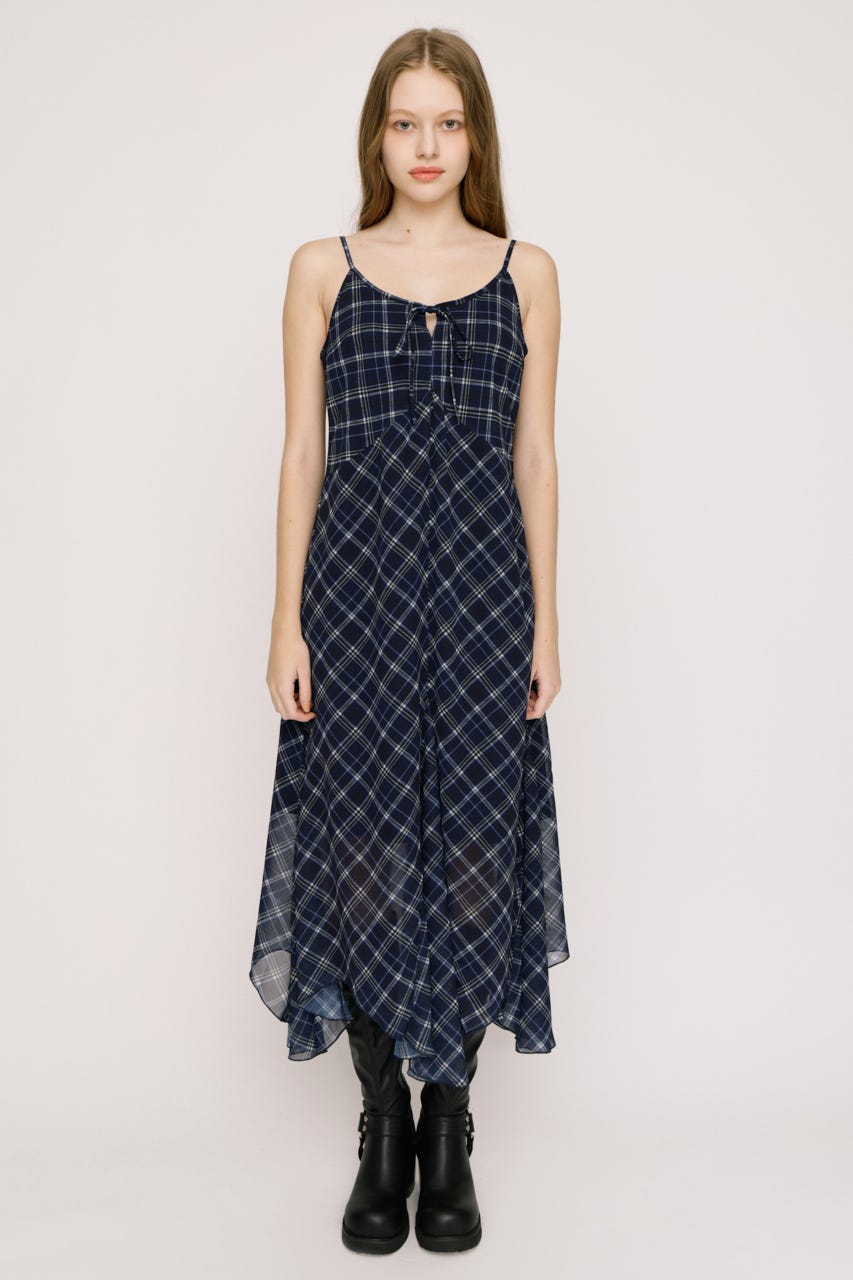 【SNSで話題！】HANDKERCHIEF HEM CAMI ドレス M/NVY FREE