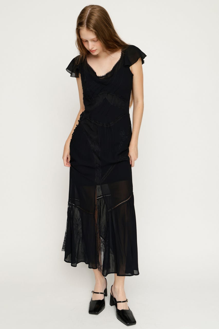 OPEN BACK MERMAID ロングワンピース BLK FREE