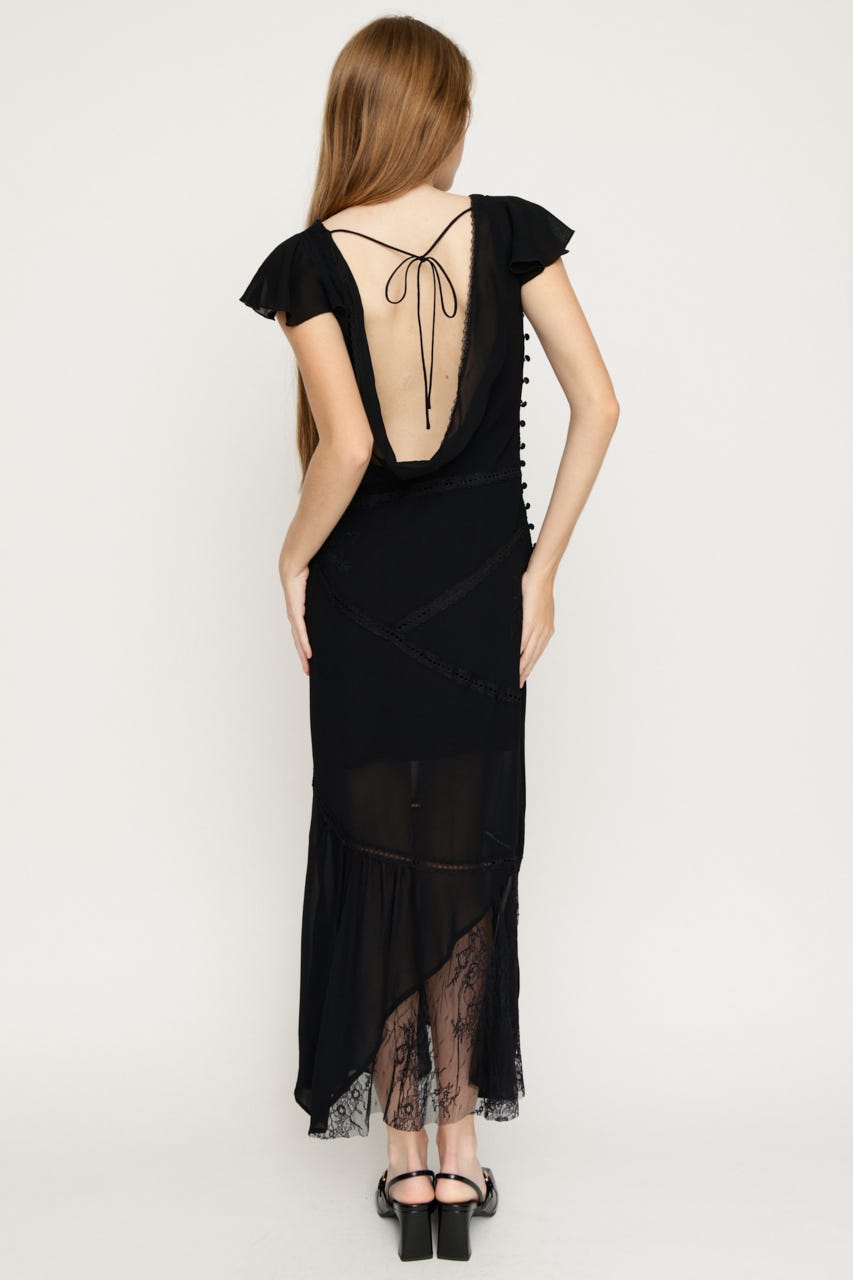 OPEN BACK MERMAID ロングワンピース BLK FREE