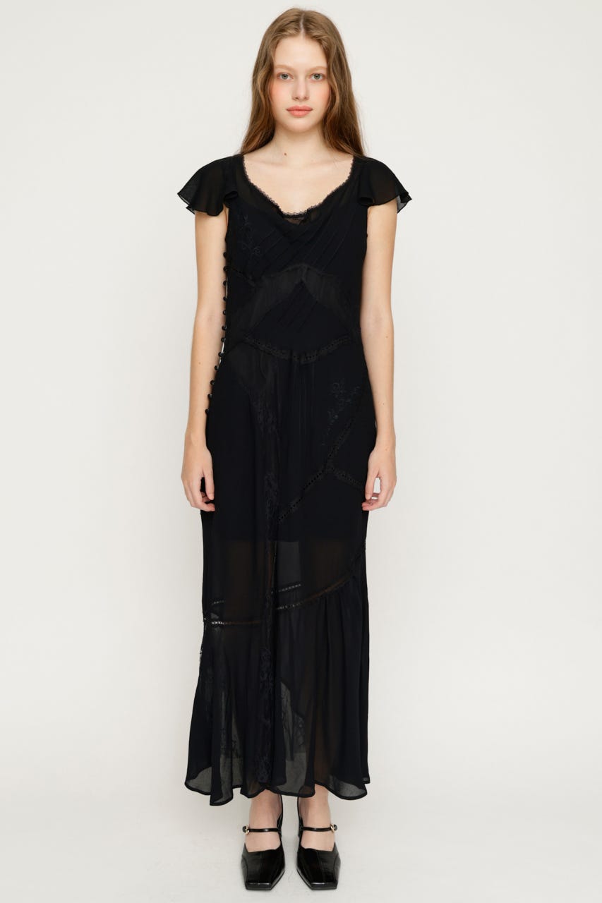 OPEN BACK MERMAID ロングワンピース BLK FREE