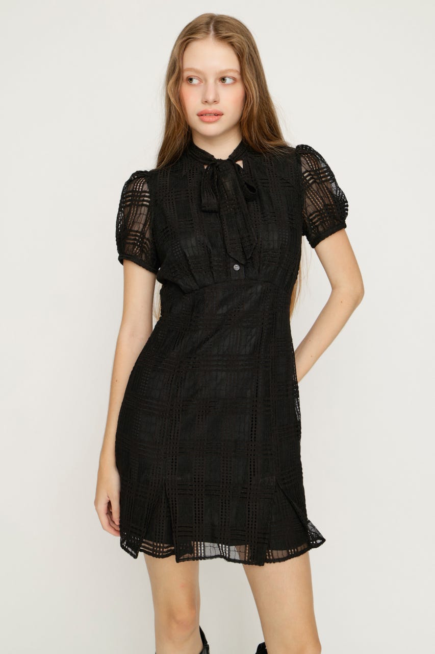 FRONT BOWTIE ショートワンピース BLK 2