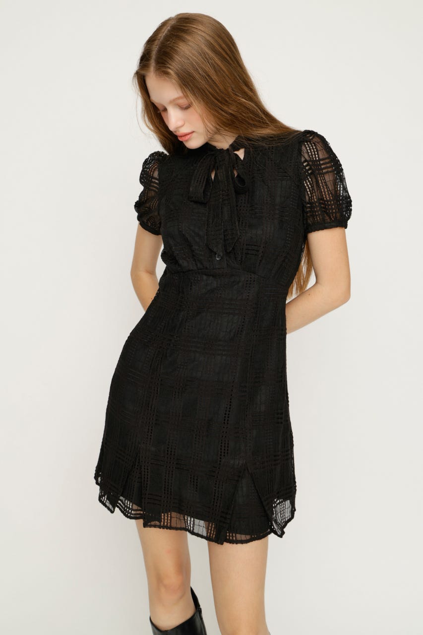 FRONT BOWTIE ショートワンピース BLK 2