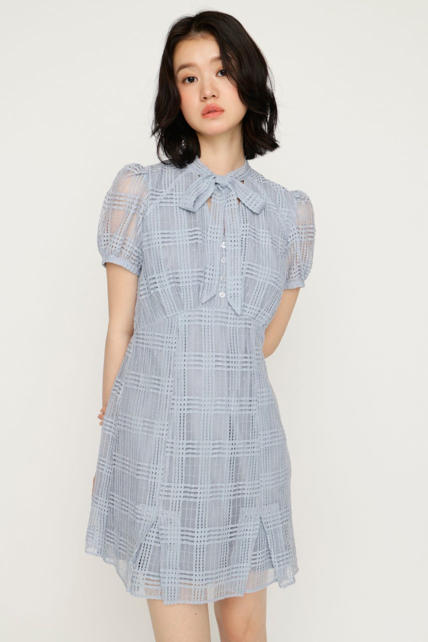 FRONT BOWTIE ショートワンピース L/BLU 1