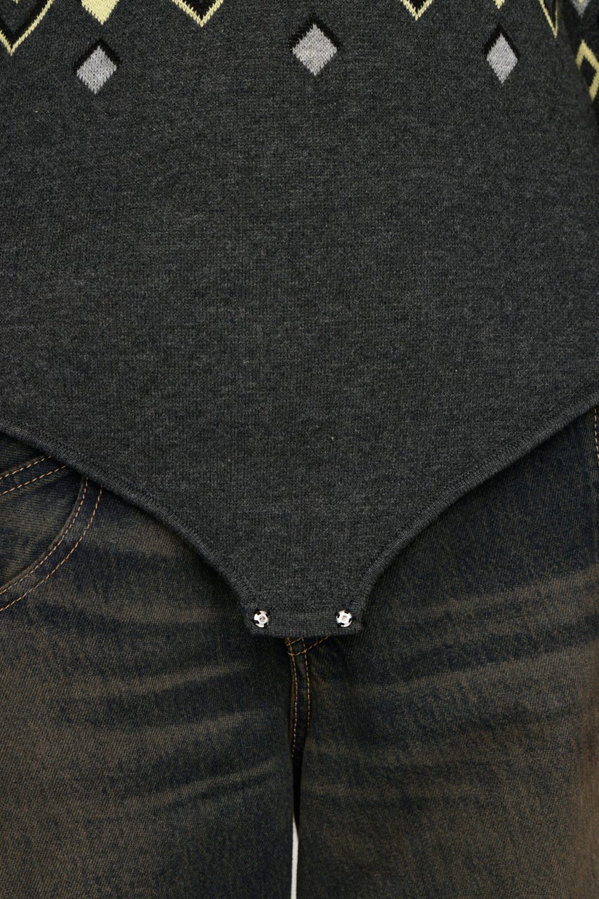 FRONT BUTTON BODY SUIT M/BLK FREE