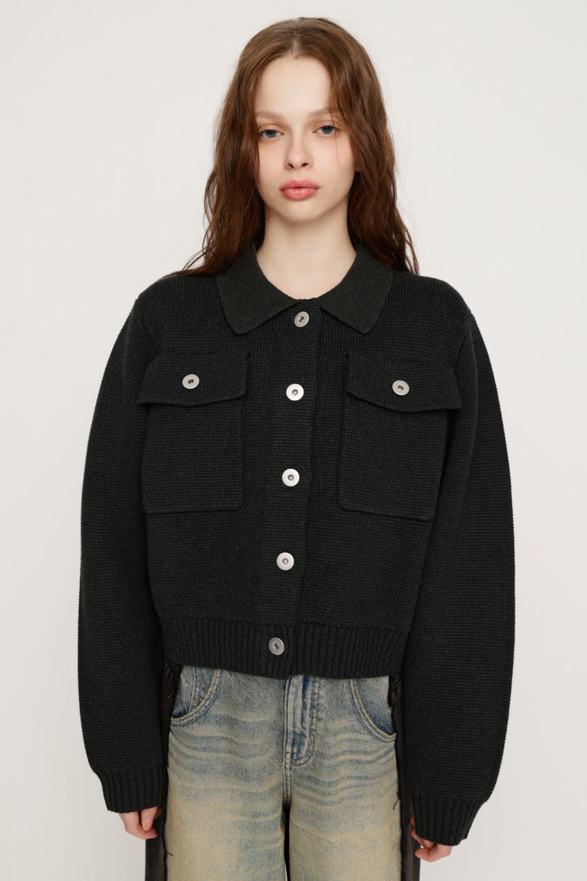 FRONT BUTTON KNIT カーディガン D/GRY FREE