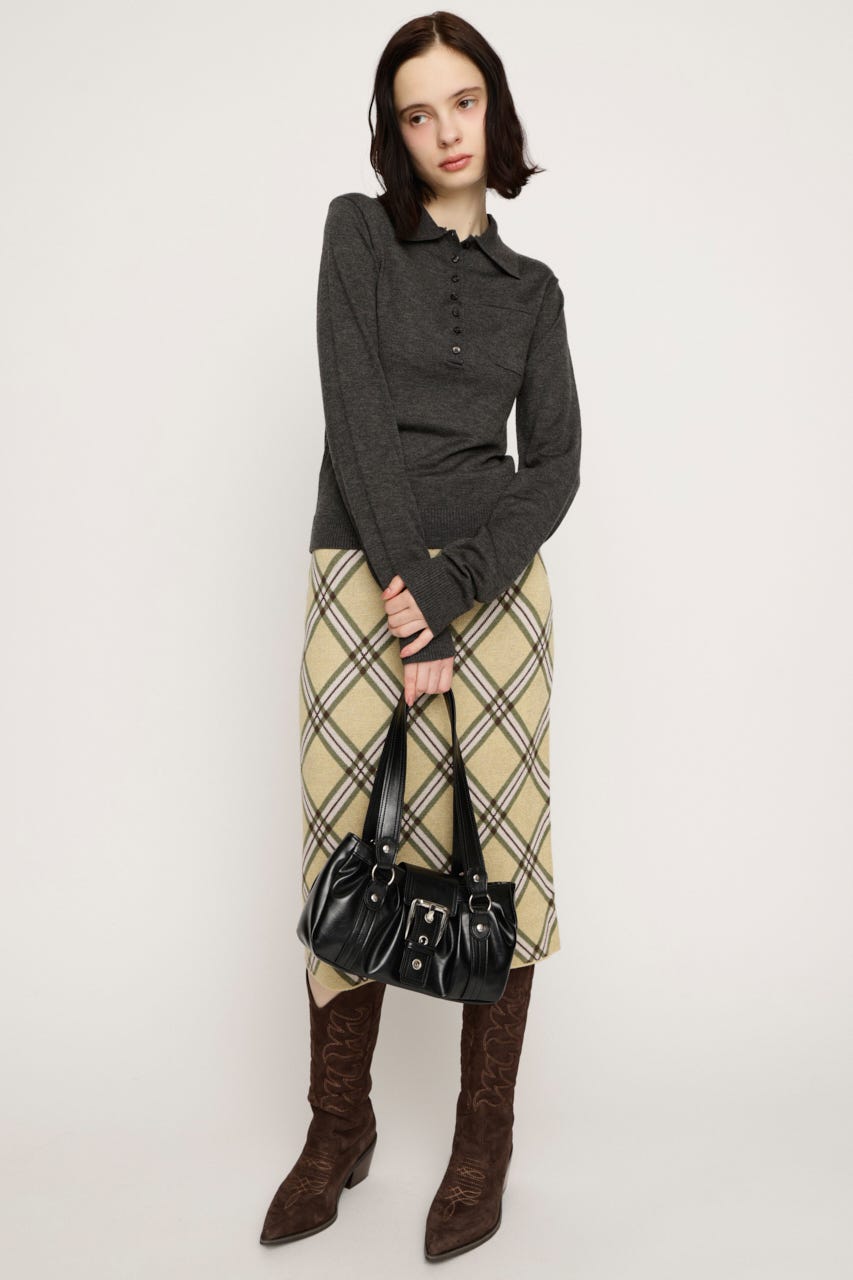 HG KNIT POLO トップス T.GRY FREE