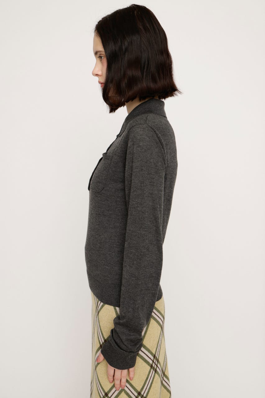 HG KNIT POLO トップス T.GRY FREE