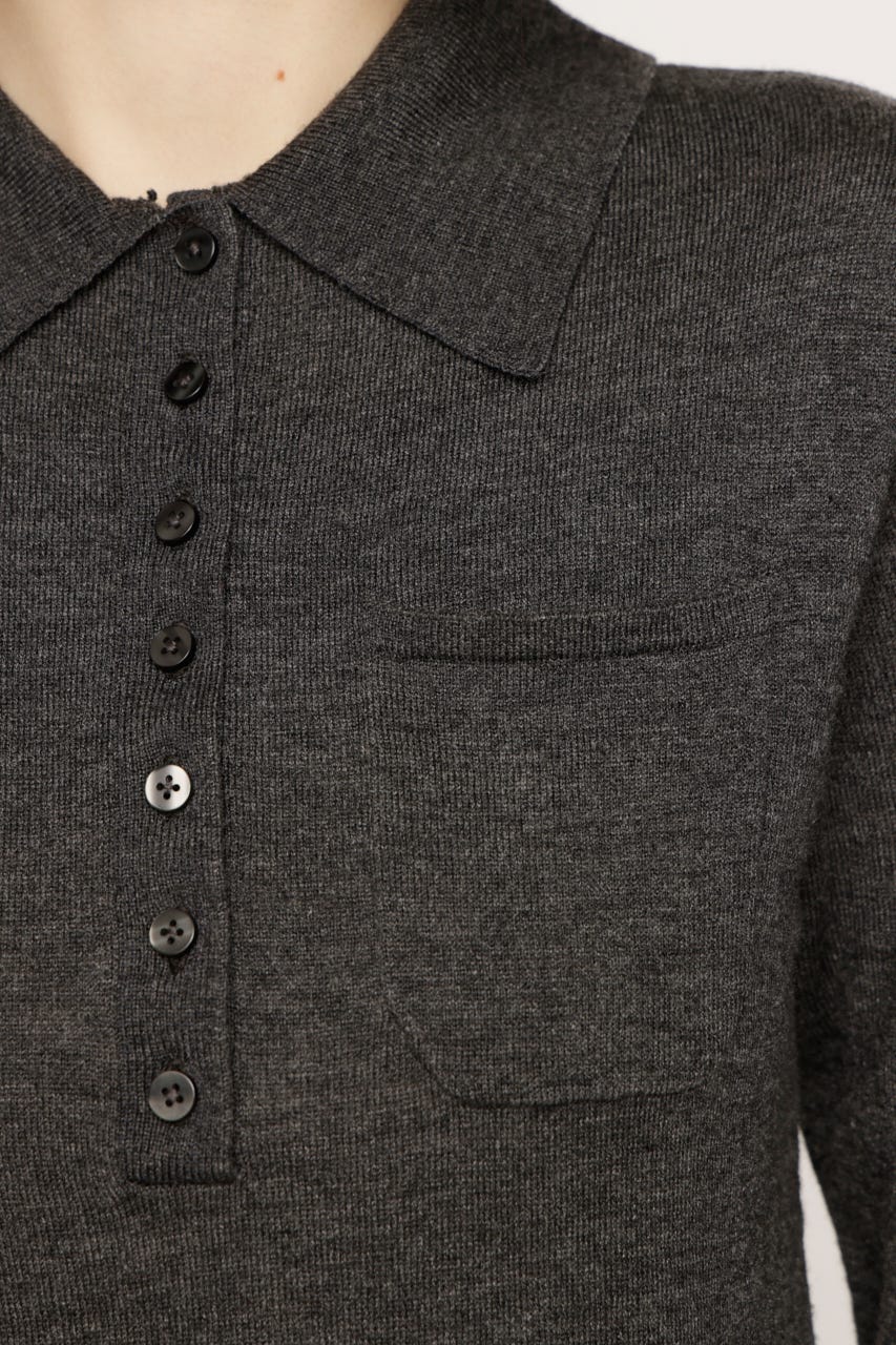 HG KNIT POLO トップス T.GRY FREE