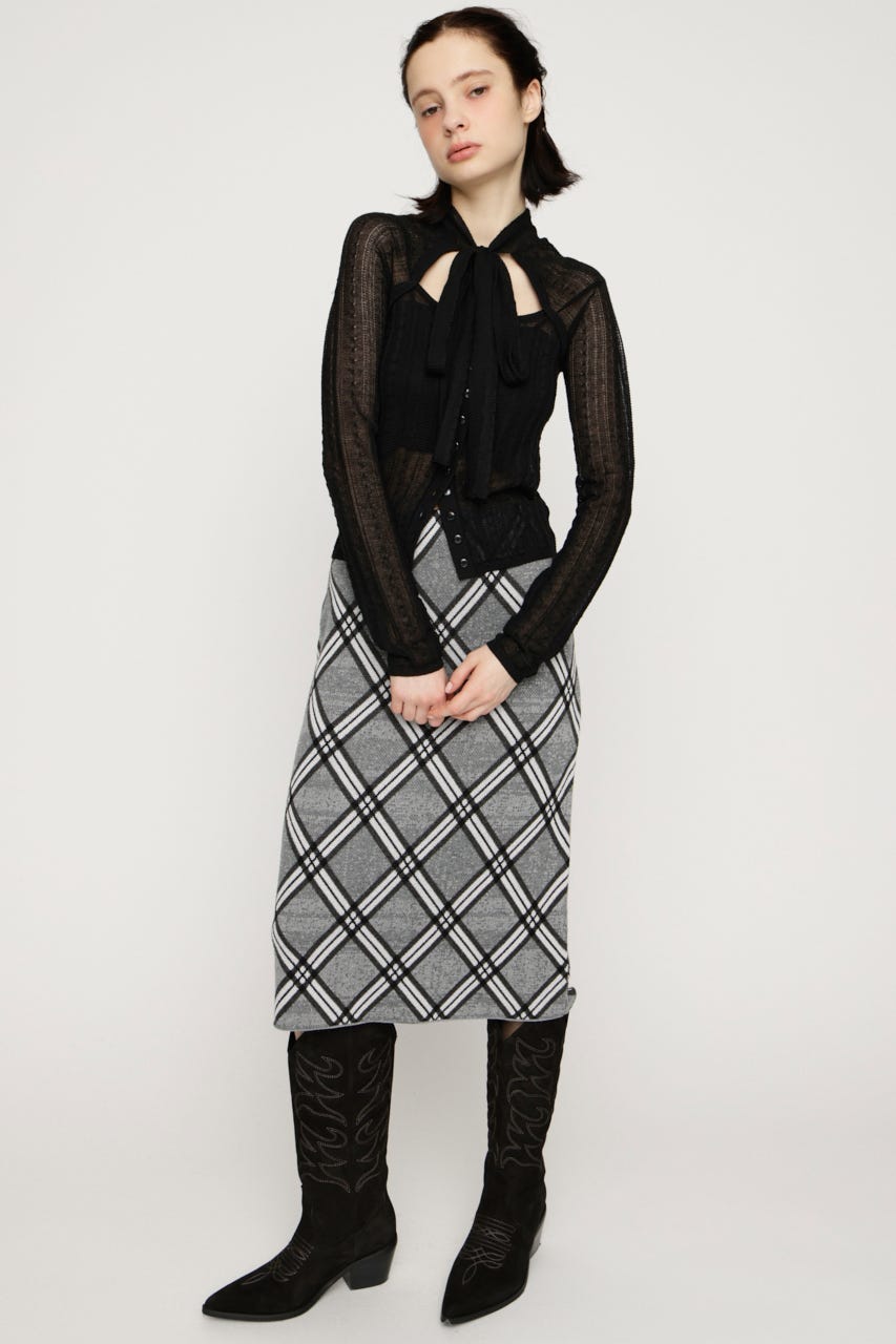 TIE RIBBON KNIT トップス BLK FREE