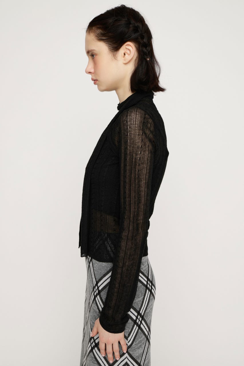 TIE RIBBON KNIT トップス BLK FREE