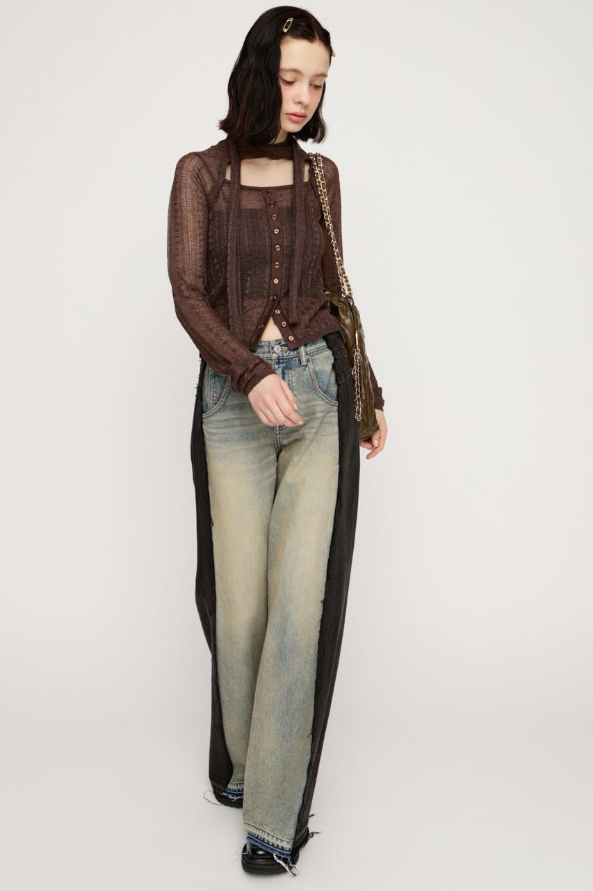 TIE RIBBON KNIT トップス BRN FREE