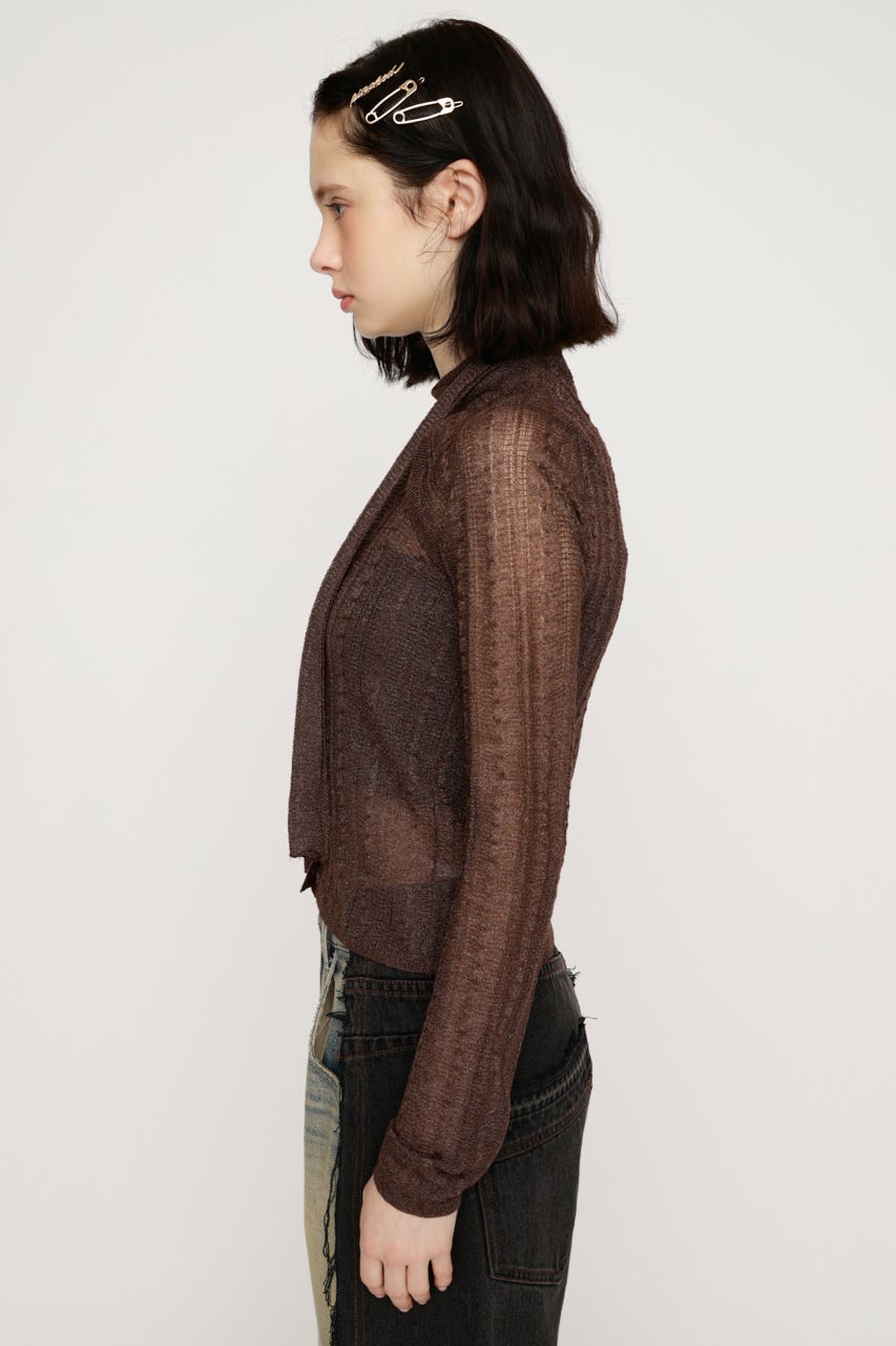 TIE RIBBON KNIT トップス BRN FREE