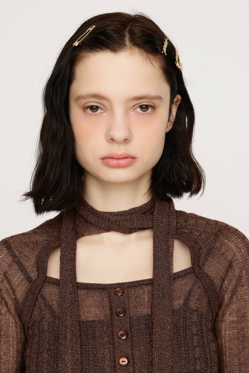 TIE RIBBON KNIT トップス BRN FREE