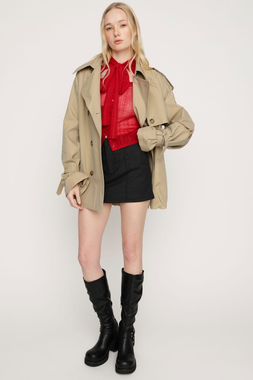 TIE RIBBON KNIT トップス RED FREE