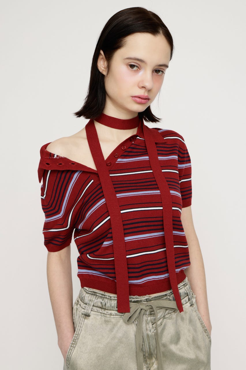 HG KNIT POLO トップス M/RED FREE