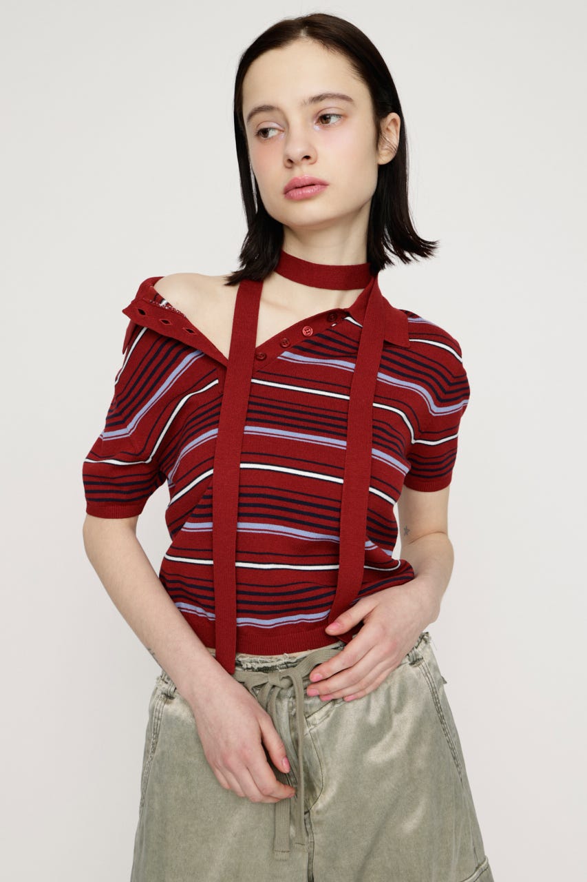 HG KNIT POLO トップス M/RED FREE