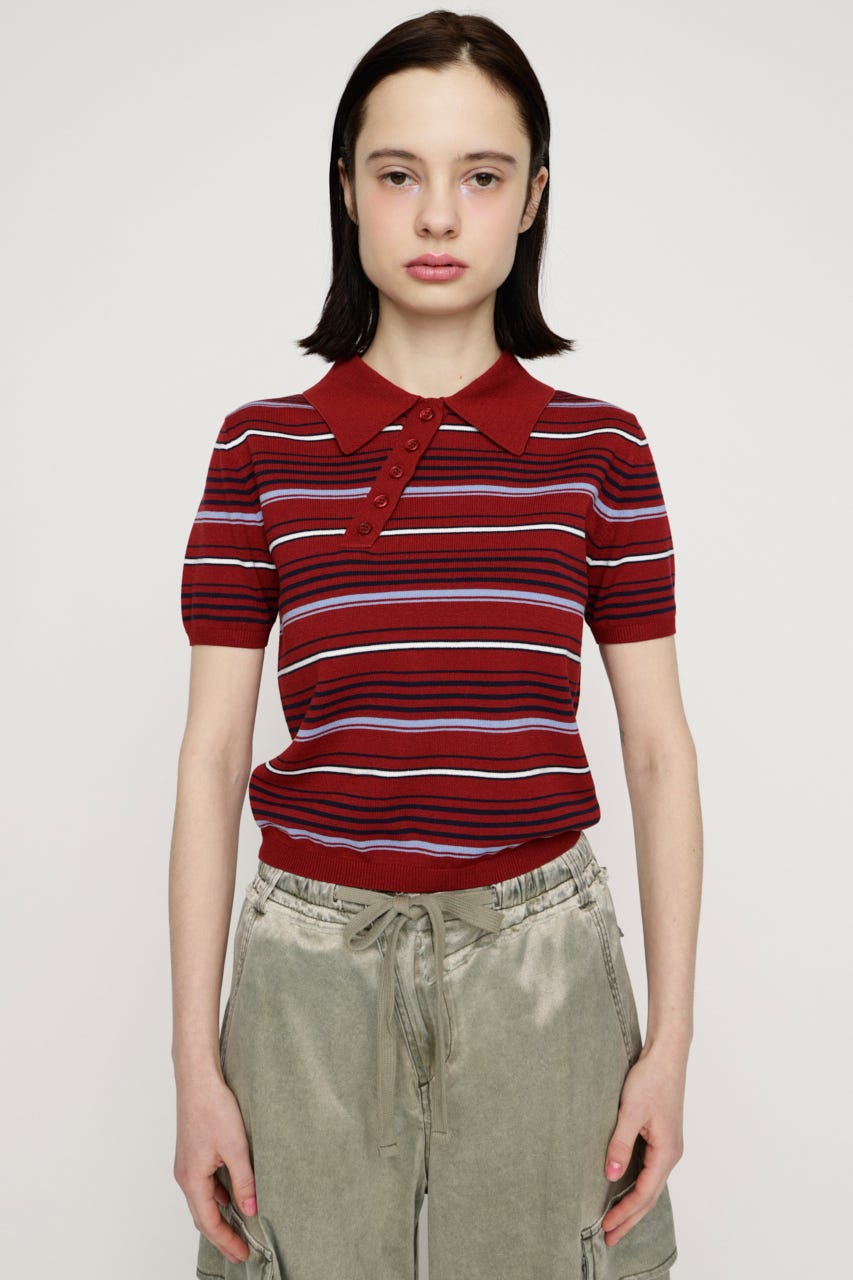 HG KNIT POLO トップス M/RED FREE