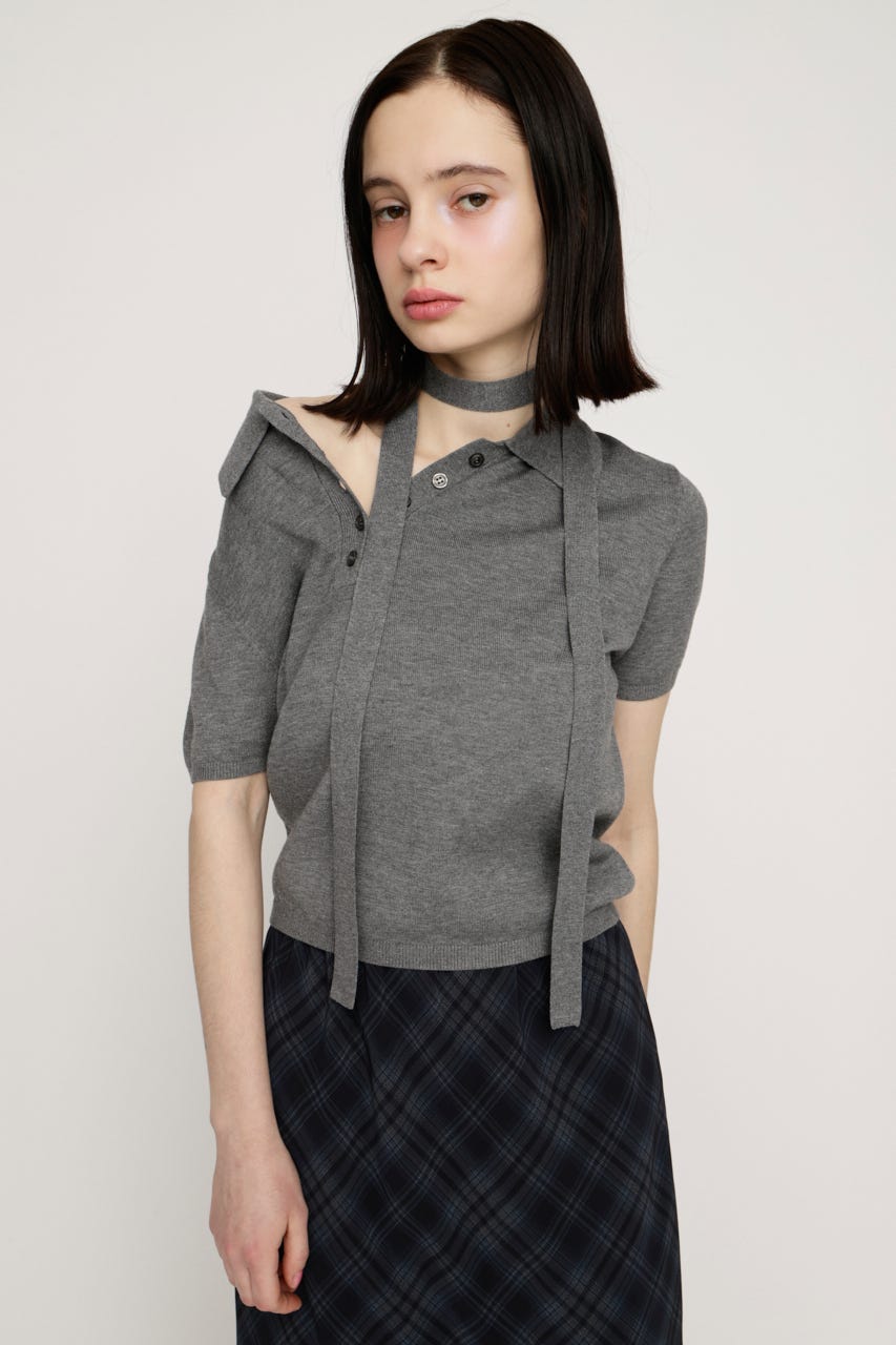 HG KNIT POLO トップス T.GRY FREE