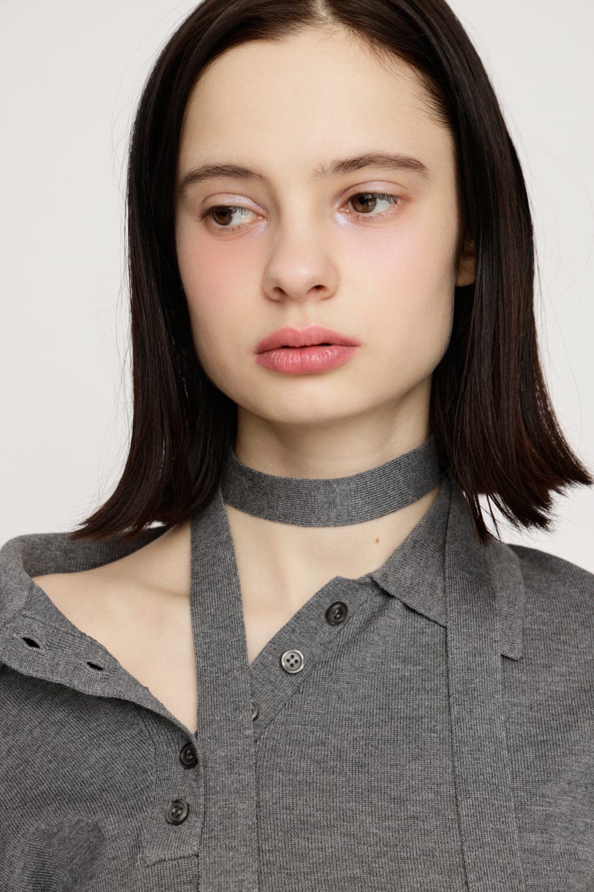 HG KNIT POLO トップス T.GRY FREE