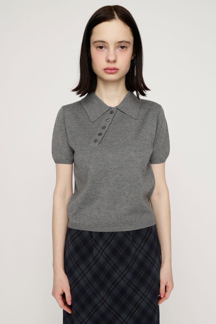 HG KNIT POLO トップス T.GRY FREE