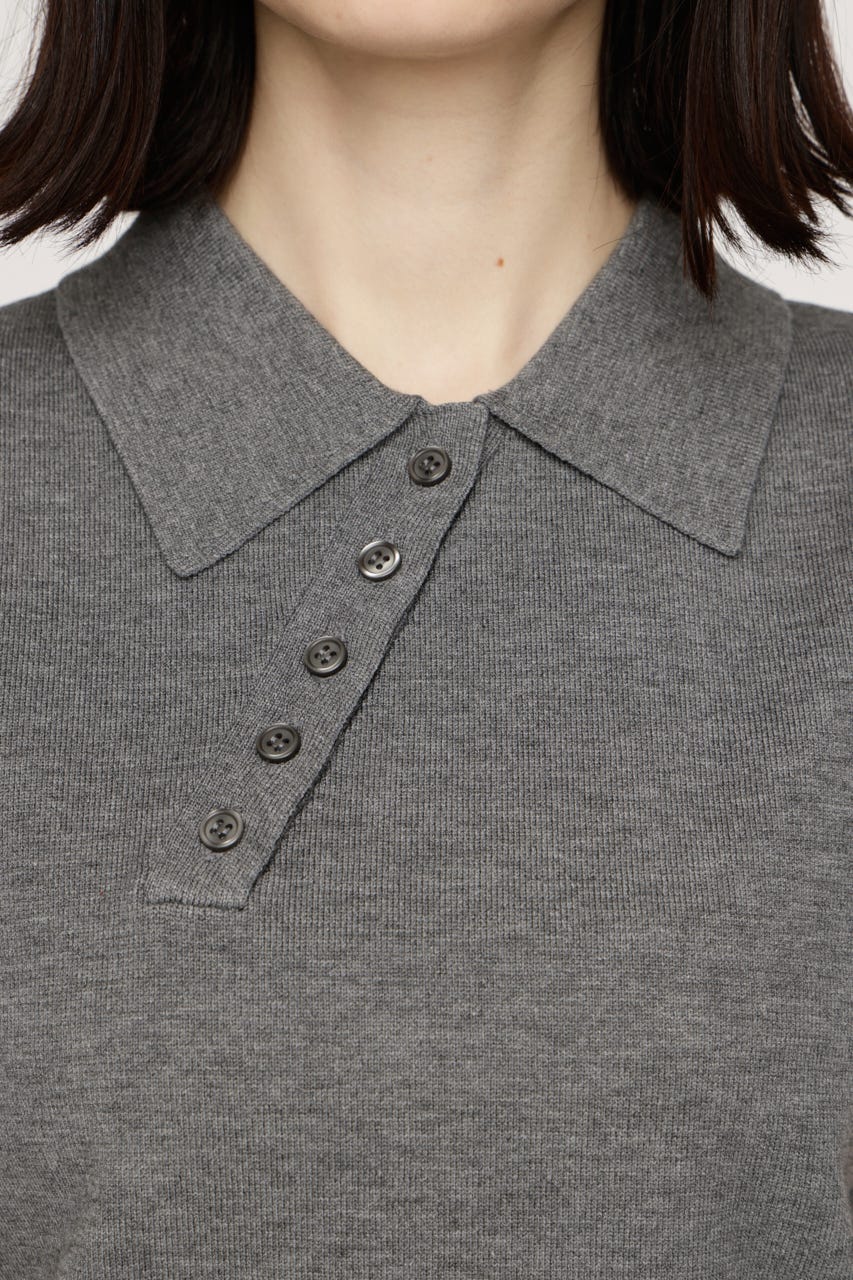 HG KNIT POLO トップス T.GRY FREE