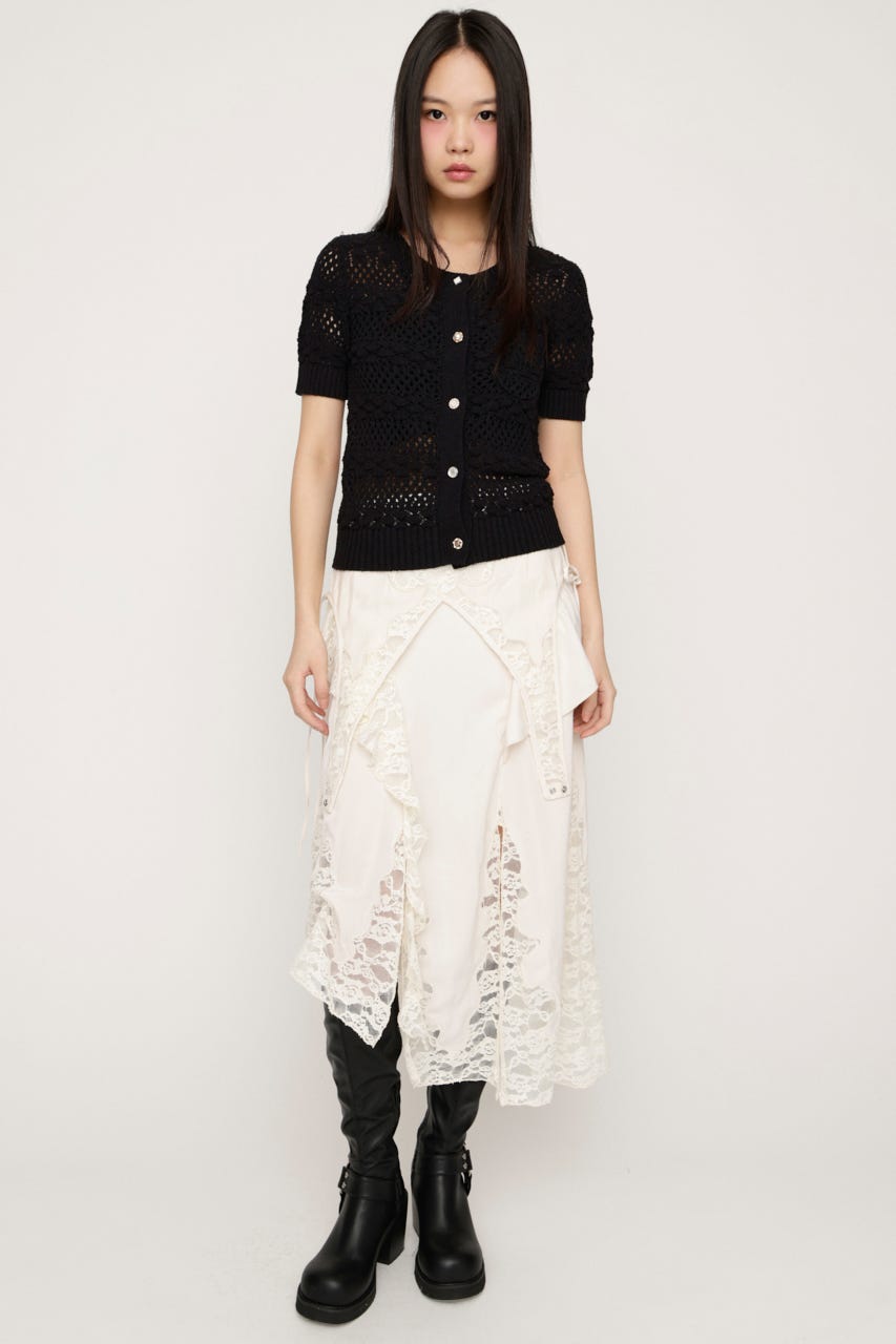 BUTTON DIARY BOUCLE ニット BLK FREE