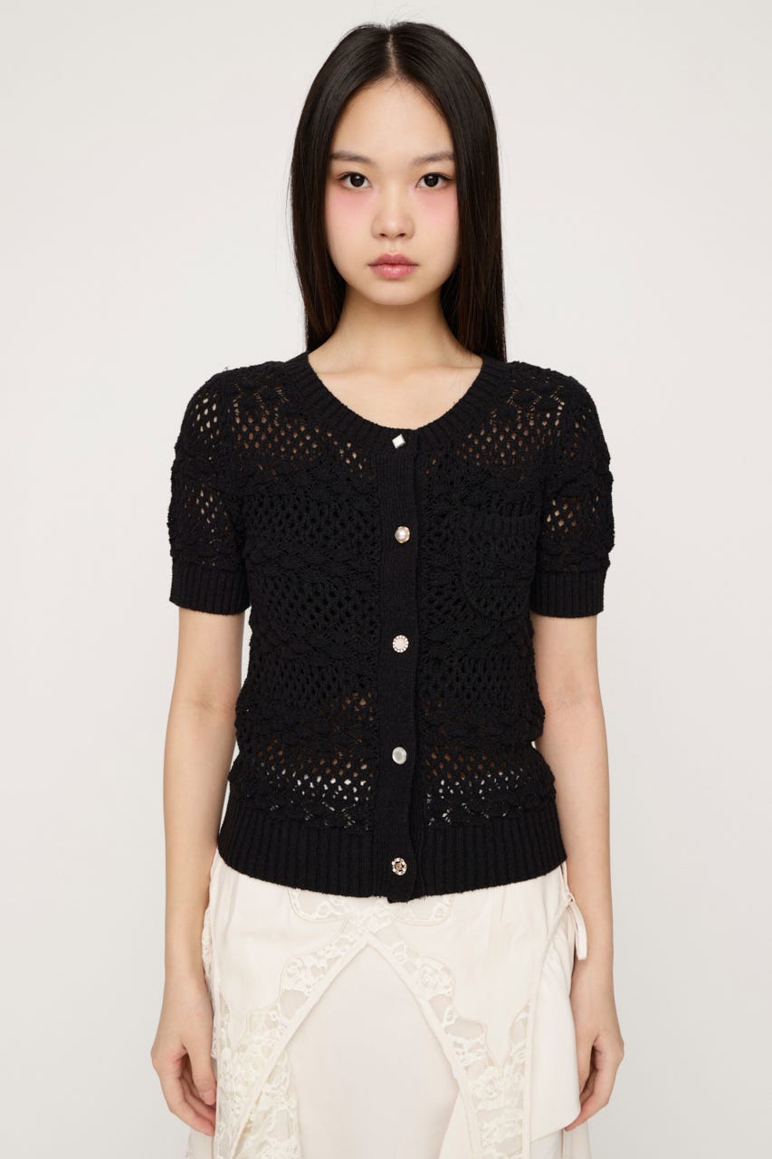 BUTTON DIARY BOUCLE ニット BLK FREE