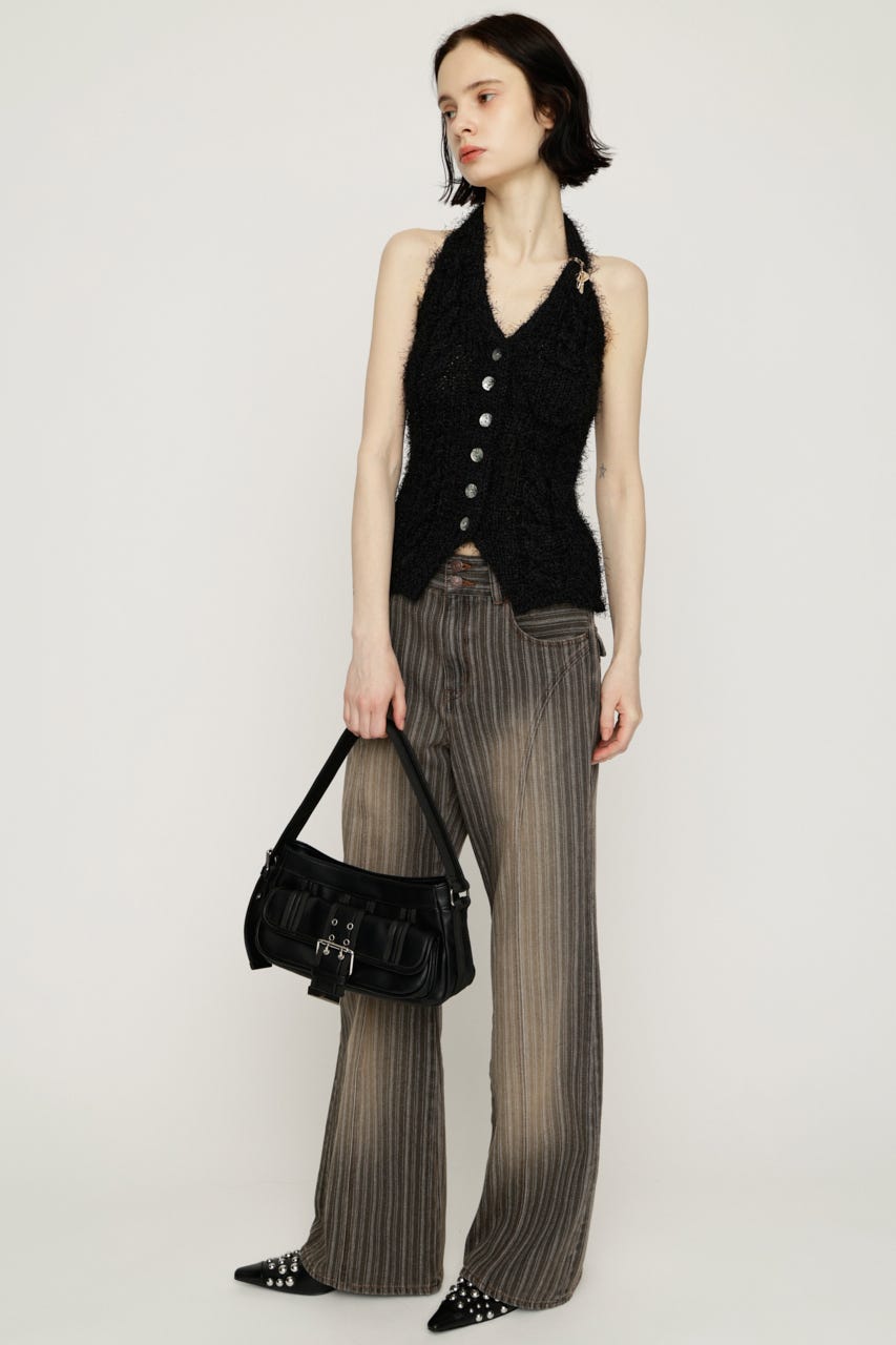 【1BUY5％OFF】HALTER NECK KNIT ベスト BLK FREE