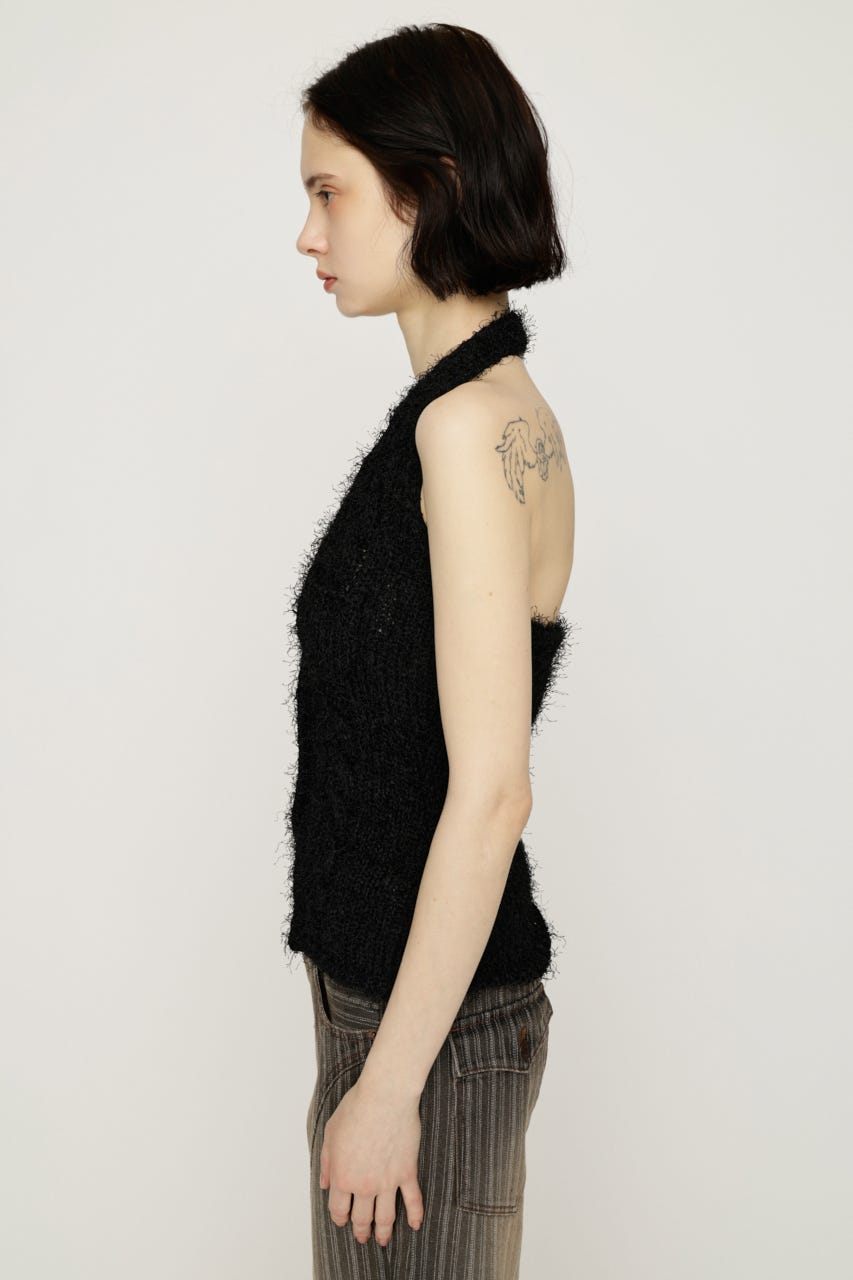【1BUY5％OFF】HALTER NECK KNIT ベスト BLK FREE