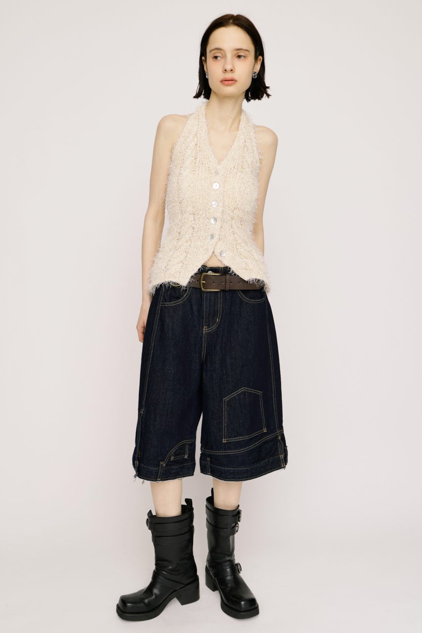 【1BUY5％OFF】HALTER NECK KNIT ベスト IVOY FREE