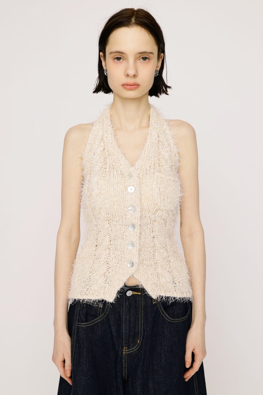 【1BUY5％OFF】HALTER NECK KNIT ベスト IVOY FREE