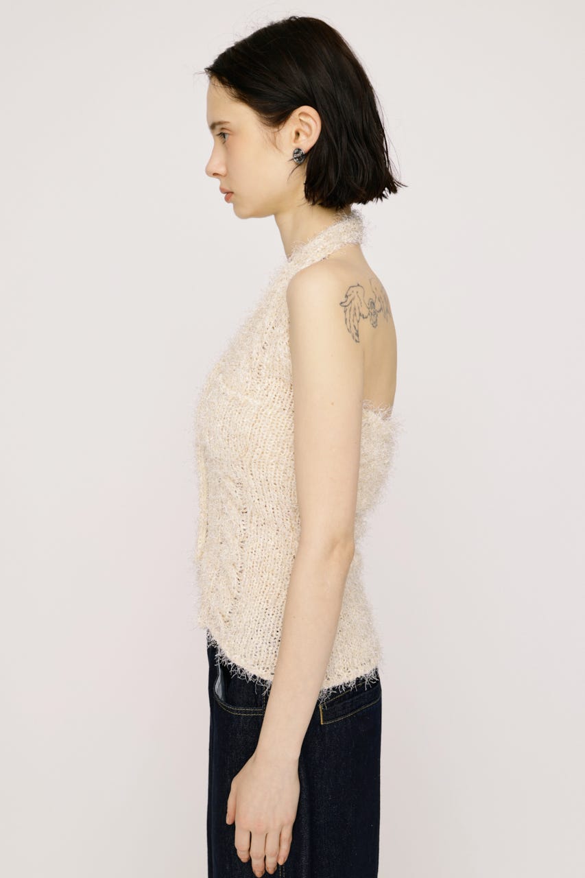 【1BUY5％OFF】HALTER NECK KNIT ベスト IVOY FREE