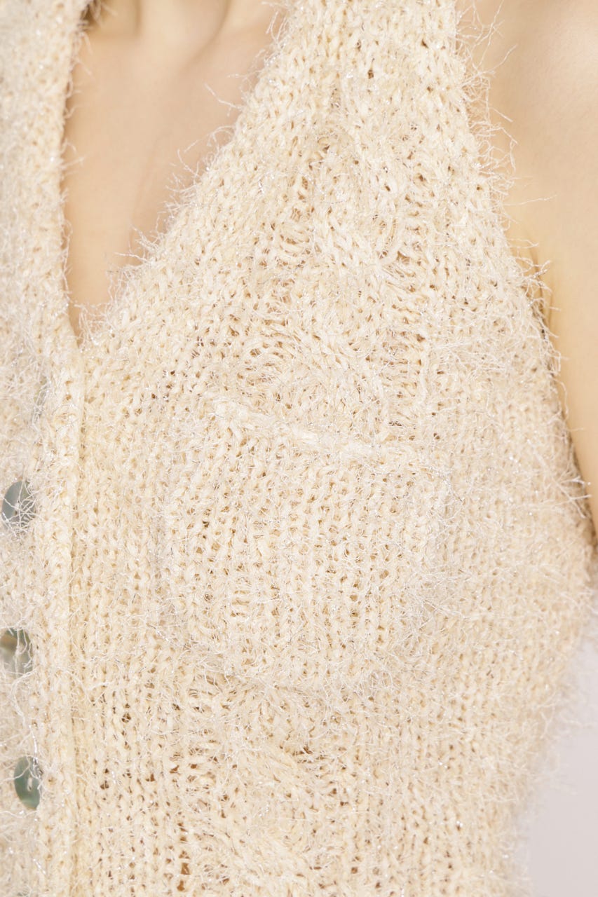 【1BUY5％OFF】HALTER NECK KNIT ベスト IVOY FREE