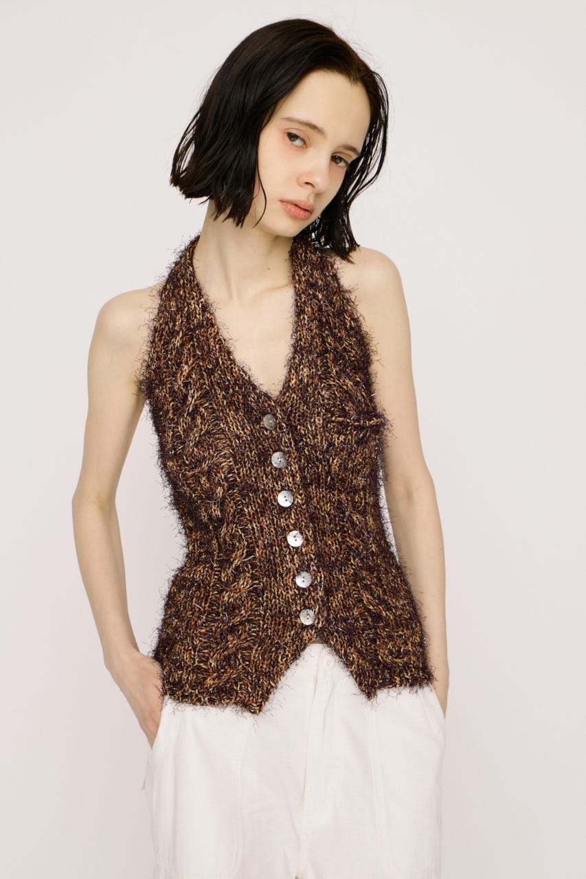 【1BUY5％OFF】HALTER NECK KNIT ベスト Multi_1 FREE