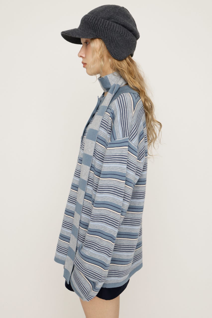 HG KNIT ASYMMETRY トップス M/BLU FREE