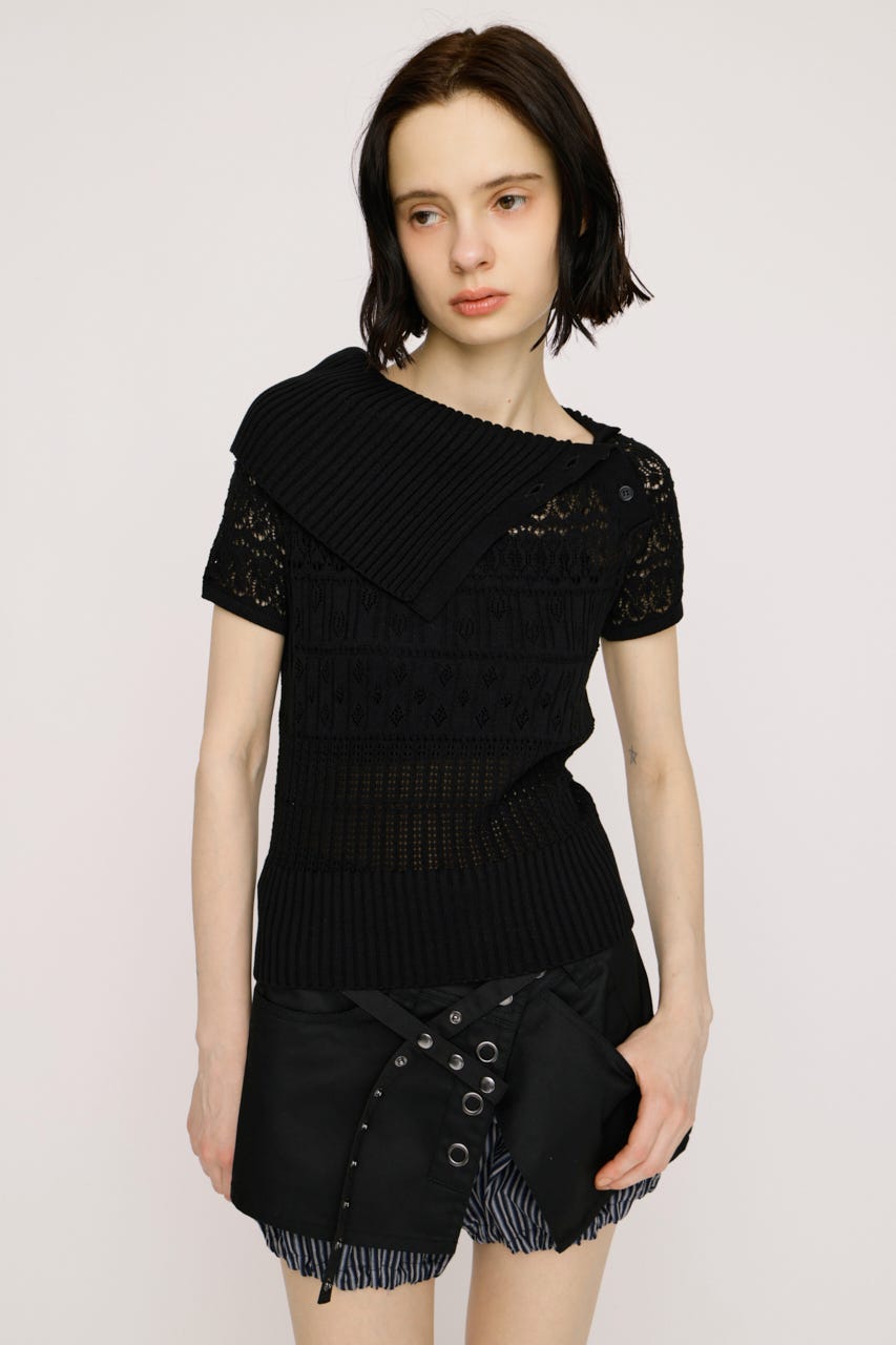 SLY | 【1BUY5％OFF】BIG COLLAR CROCHET トップス (ニット ) |SHEL