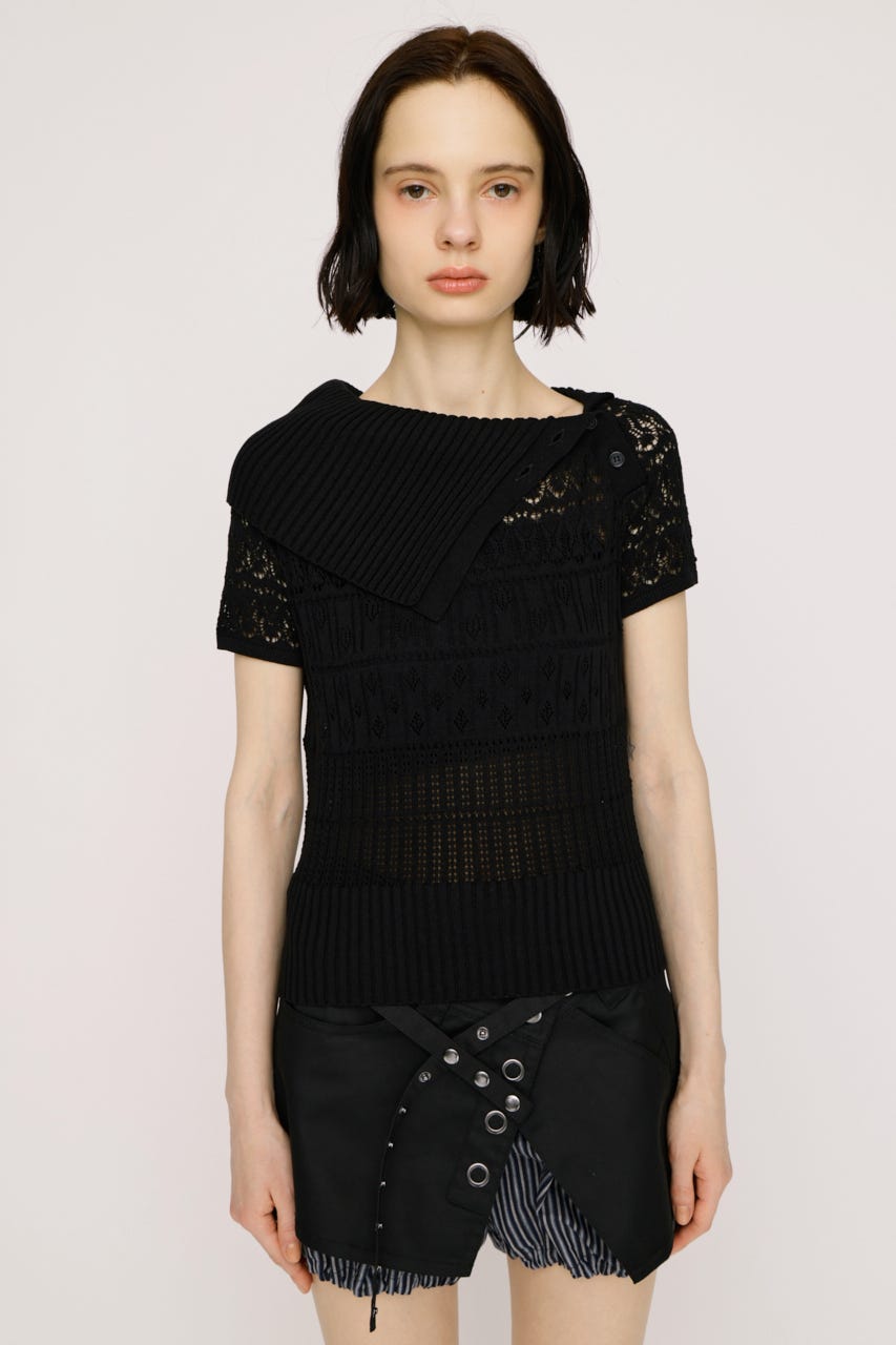 SLY | 【1BUY5％OFF】BIG COLLAR CROCHET トップス (ニット ) |SHEL