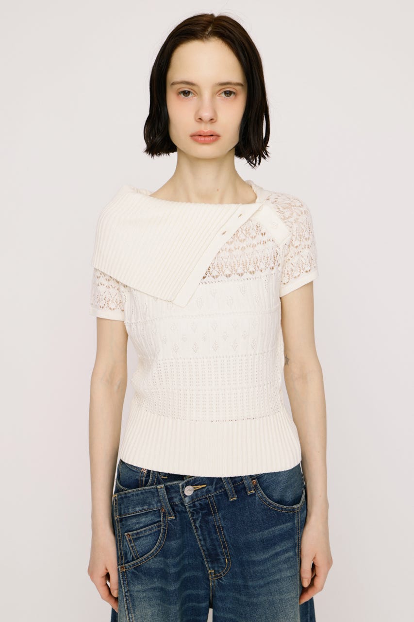 SLY | 【1BUY5％OFF】BIG COLLAR CROCHET トップス (ニット ) |SHEL
