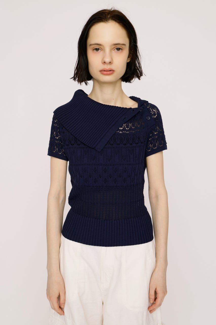 SLY | 【1BUY5％OFF】BIG COLLAR CROCHET トップス (ニット ) |SHEL