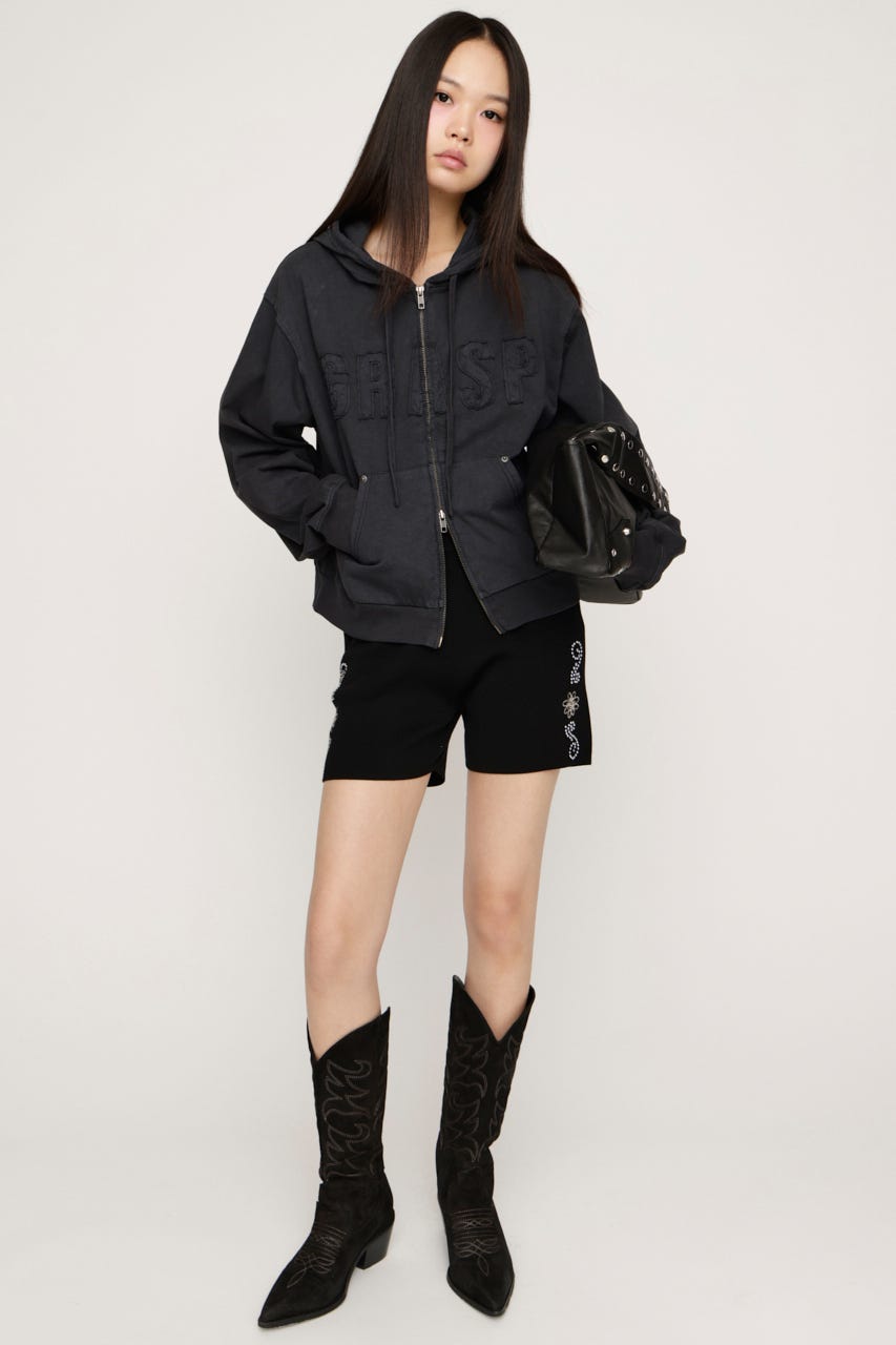 【SNSで話題！】APPLIQUE LOGO HOODIE L/BLK FREE