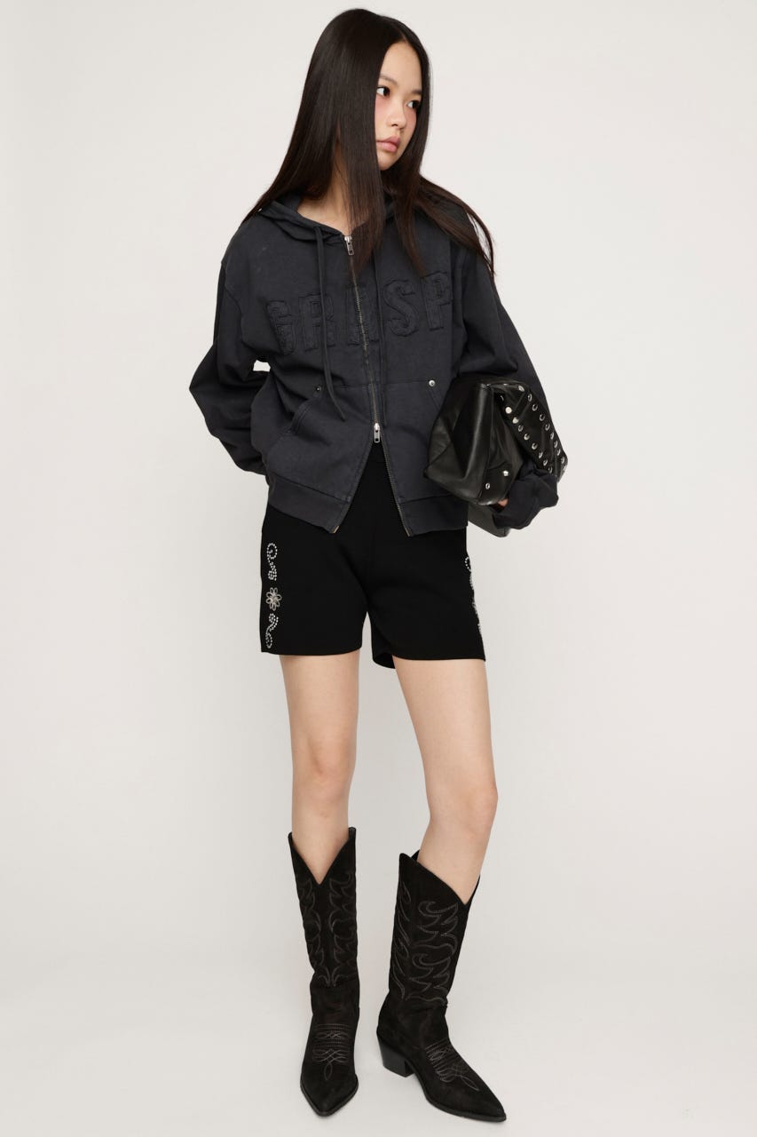 【SNSで話題！】APPLIQUE LOGO HOODIE L/BLK FREE