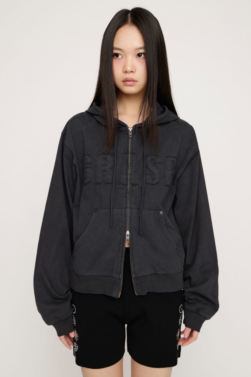 【SNSで話題！】APPLIQUE LOGO HOODIE L/BLK FREE