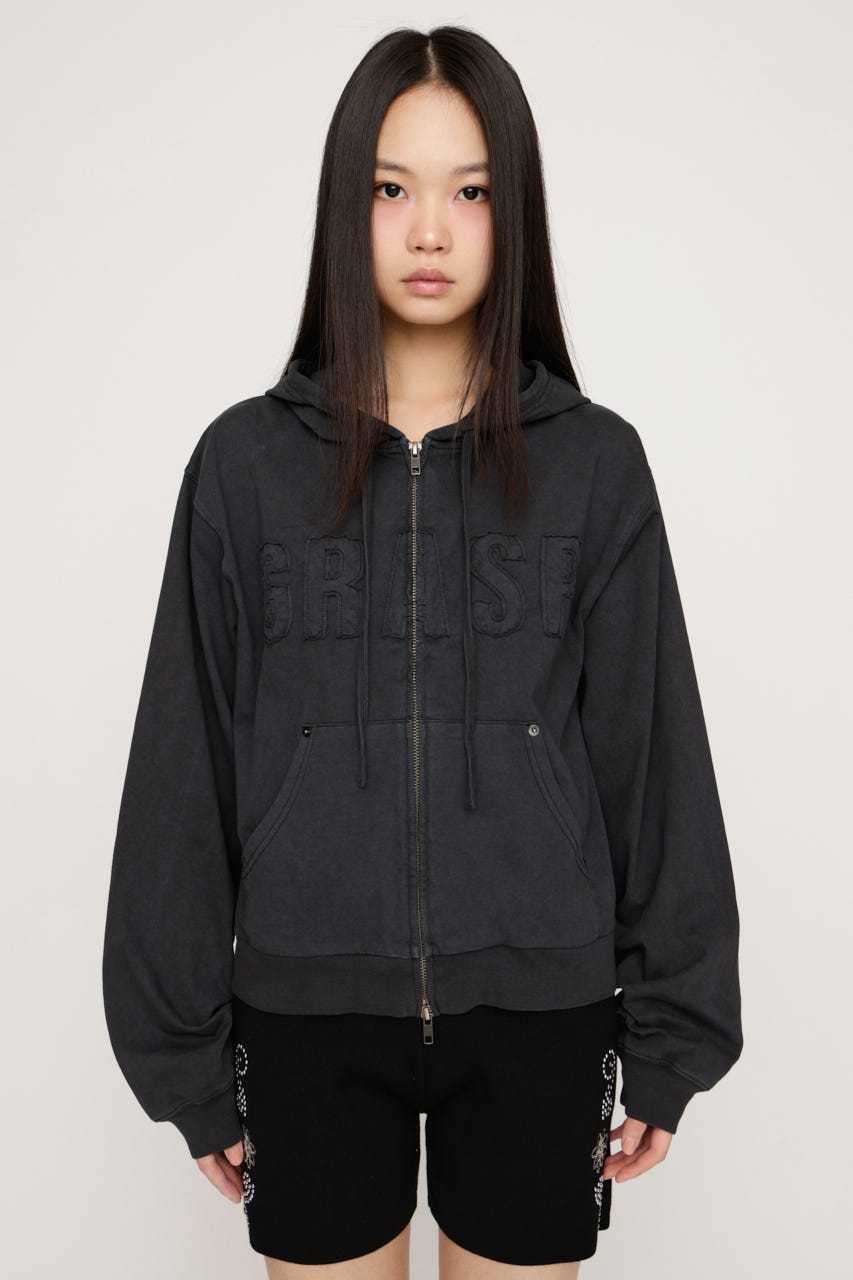 【SNSで話題！】APPLIQUE LOGO HOODIE L/BLK FREE