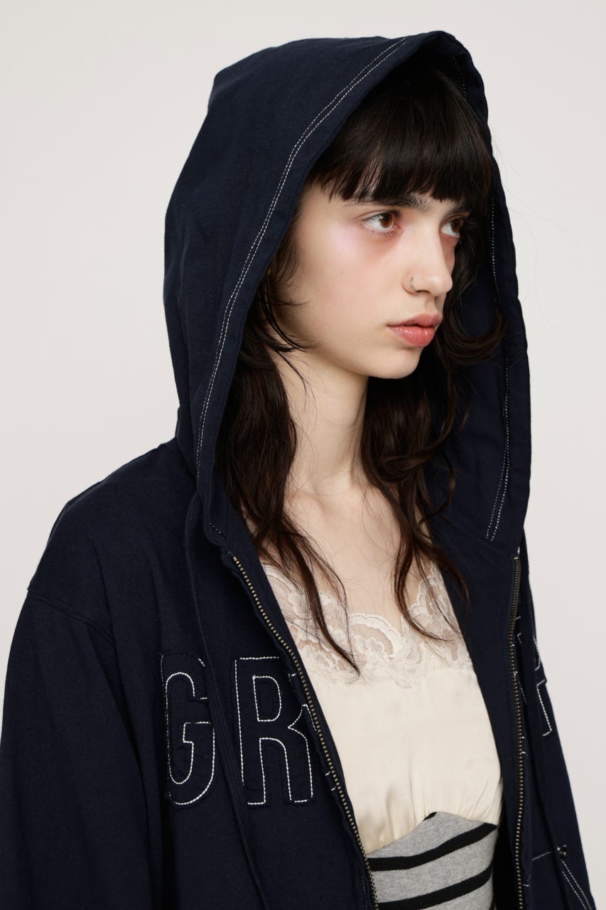 APPLIQUE LOGO HOODIE NVY FREE