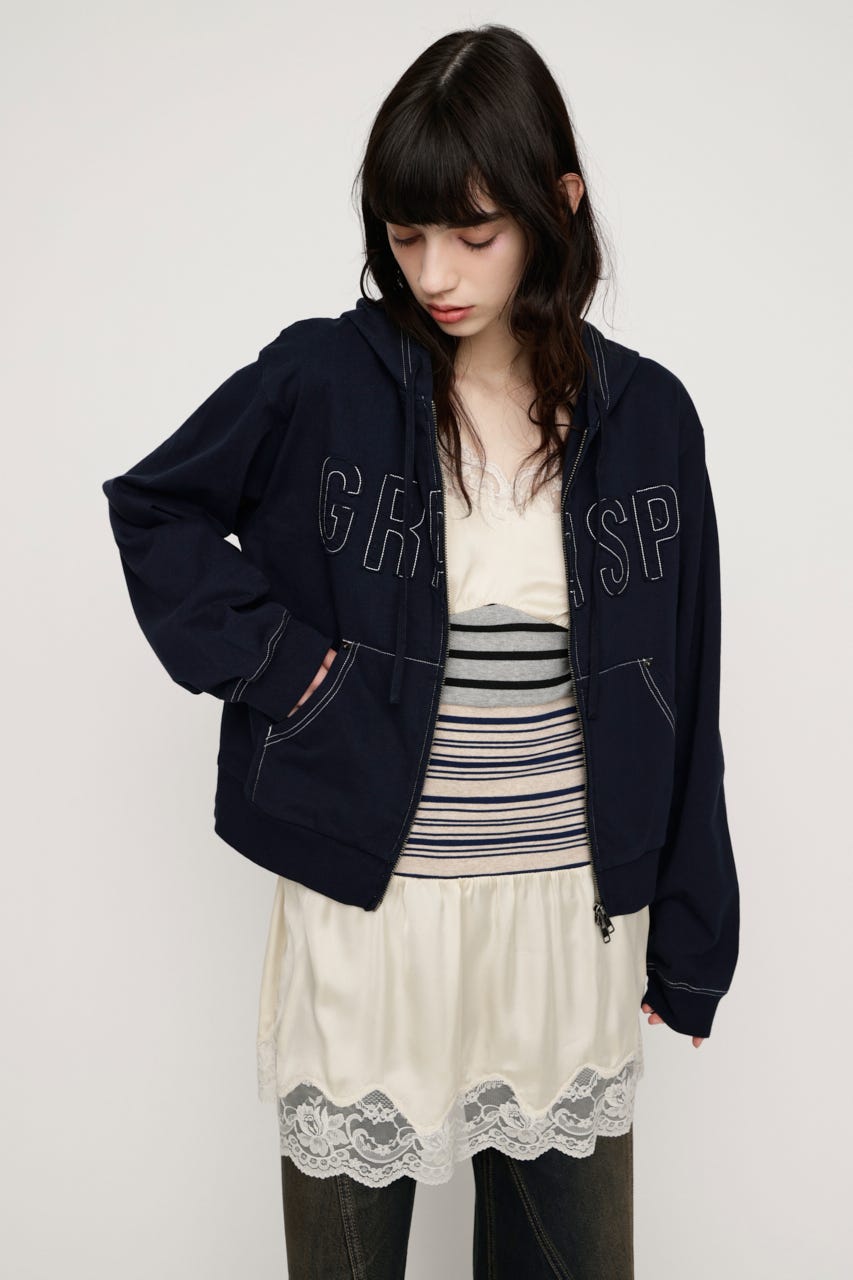 APPLIQUE LOGO HOODIE NVY FREE