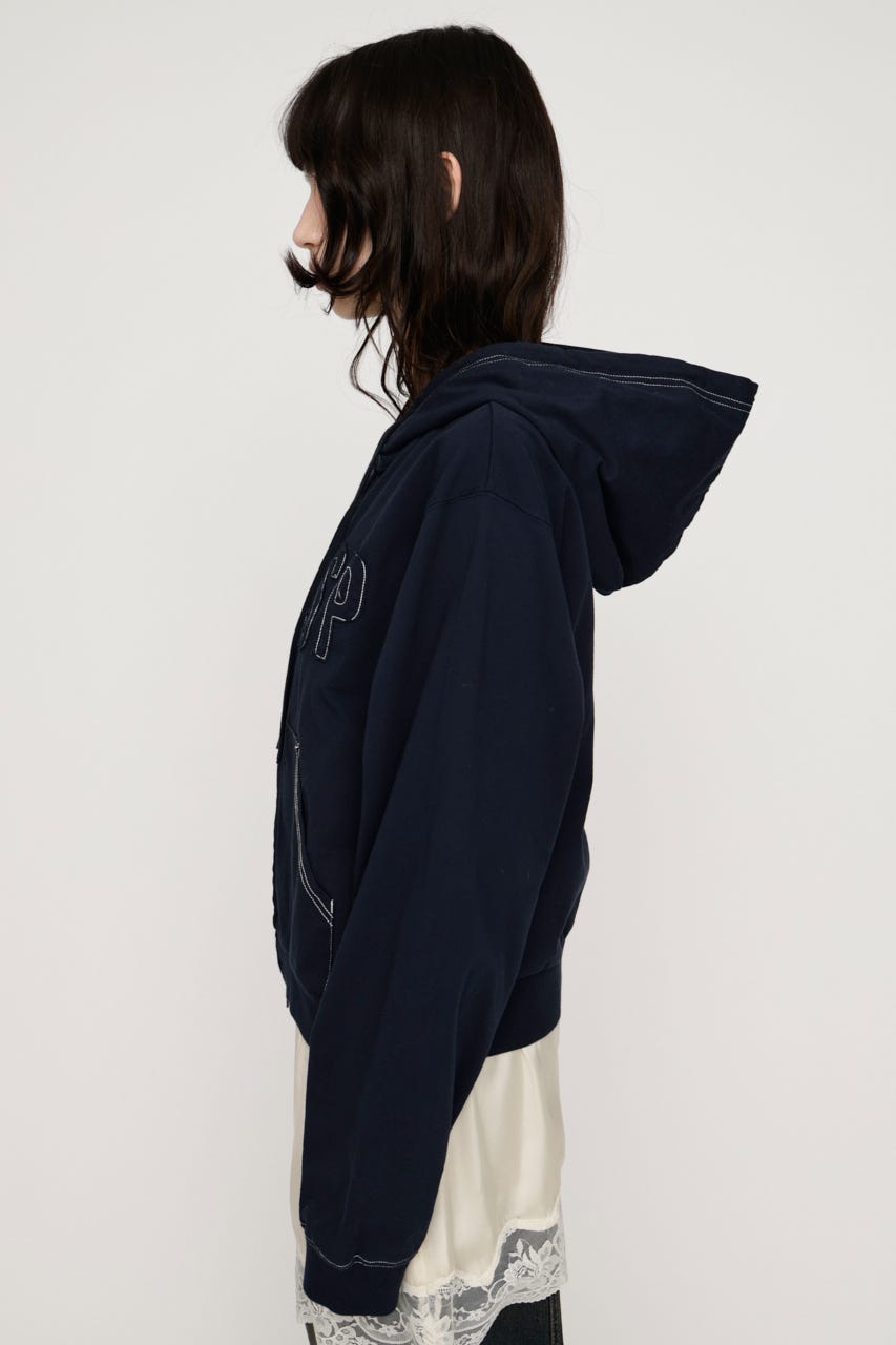 APPLIQUE LOGO HOODIE NVY FREE