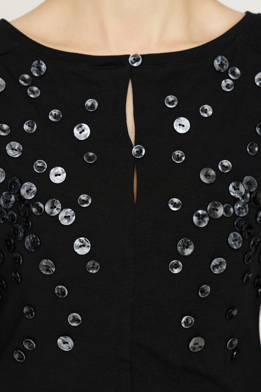 DECORATIVE BUTTON トップス BLK FREE