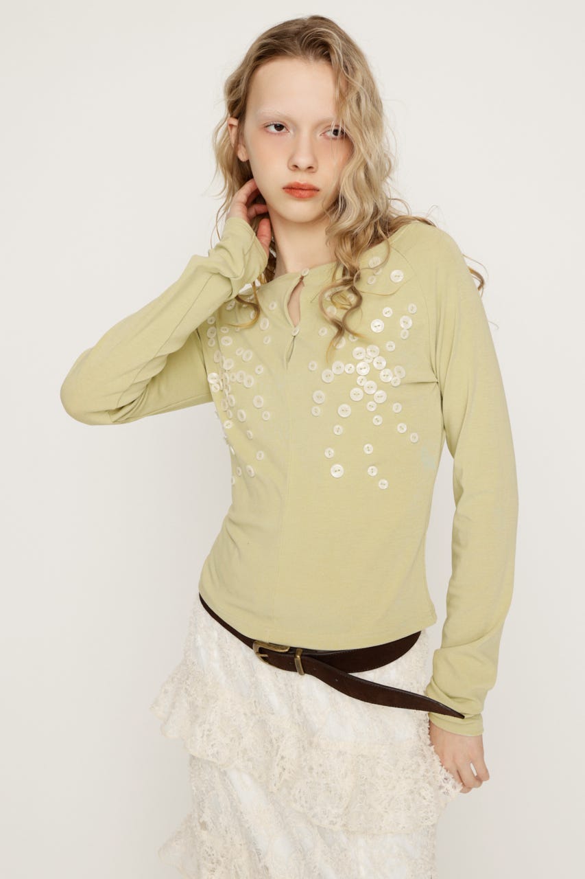 DECORATIVE BUTTON トップス L/BEG FREE