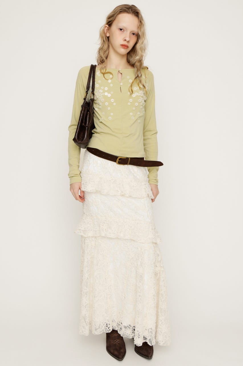 DECORATIVE BUTTON トップス L/BEG FREE